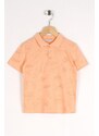 zepkids Boy's Salmon-Colored Dinosaur Print Shirt Collar T-Shirt