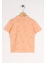 zepkids Boy's Salmon-Colored Dinosaur Print Shirt Collar T-Shirt