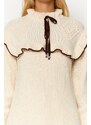 Trendyol Cream Brown Piping Knitwear Knit Sweater