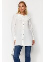 Trendyol White Silver Button Detailed Baby Collar Cotton Shirt