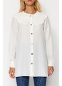 Trendyol White Silver Button Detailed Baby Collar Cotton Shirt