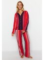 Trendyol Multicolored Striped Shirt-Pants Viscose Woven Pajamas Set
