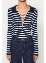 Trendyol Navy Blue Striped Knitwear Bodysuit