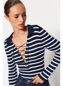 Trendyol Navy Blue Striped Knitwear Bodysuit