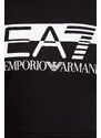 Bavlněná mikina EA7 Emporio Armani pánská, černá barva, s kapucí, s potiskem