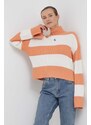 Bavlněný svetr Calvin Klein Jeans béžová barva, hřejivý, s golfem