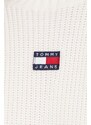 Bavlněný svetr Tommy Jeans béžová barva, s pologolfem