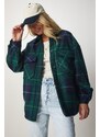 Happiness İstanbul Dámská bunda Emerald Lumberjack Fleece Shirt Jacket