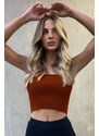 Madmext Mad Girls Brown Crop Top Mg985