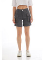 BİKELİFE Gray High Waist Flexible Denim Shorts With Pocket.