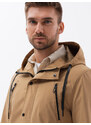 Ombre Clothing Pánská bunda typu parka s kapsami - světle hnědá V2 OM-JANP-22FW-004