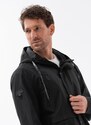 Ombre Men's parka jacket with cargo pockets - black