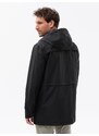 Ombre Men's parka jacket with cargo pockets - black