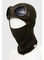 Vlněná kukla C.P. Company Extrafine Merino Wool Goggle Balaclava zelená barva, 15CMAC301A005509A