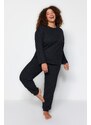 Trendyol Curve Smoked Textured Knitted Pajamas Set