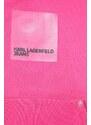 Mikina Karl Lagerfeld Jeans dámská, růžová barva, s kapucí, s potiskem