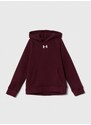 Dětská mikina Under Armour UA Rival Fleece vínová barva, s kapucí, s aplikací