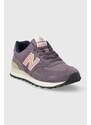 Semišové sneakers boty New Balance 574 fialová barva