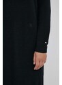 Vlněné šaty Tommy Hilfiger černá barva, midi, oversize