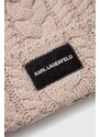 Čepice Karl Lagerfeld béžová barva, z husté pleteniny