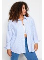 Trendyol Curve Blue Striped Poplin Shirt