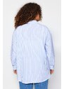 Trendyol Curve Blue Striped Poplin Shirt