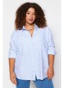 Trendyol Curve Blue Striped Poplin Shirt