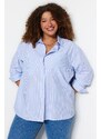 Trendyol Curve Blue Striped Poplin Shirt