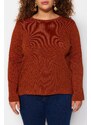 Trendyol Curve Brown Sleeve Button Detailed Knitwear Sweater