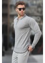 Madmext Gray Men's Zippered Knitwear Sweater 6824