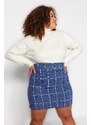 Trendyol Curve Blue Checked Skirt