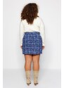 Trendyol Curve Blue Checked Skirt