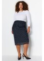 Trendyol Curve Black Polka Dot Tulle Knitted Skirt