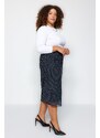 Trendyol Curve Black Polka Dot Tulle Knitted Skirt