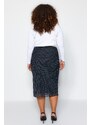 Trendyol Curve Black Polka Dot Tulle Knitted Skirt