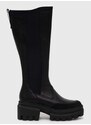 Kožené kozačky Timberland Everleigh Boot Tall dámské, černá barva, na platformě, TB0A5YMR0151