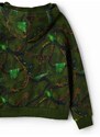 Dětská bavlněná mikina Desigual zelená barva, s kapucí, s potiskem