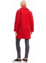 Kabát Desigual dámský, červená barva, přechodný, dvouřadový