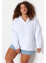 Trendyol Curve Beige Thick Fleece Oversize Knitted Sweatshirt