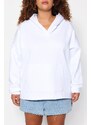 Trendyol Curve Beige Thick Fleece Oversize Knitted Sweatshirt