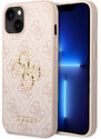 Ochranný kryt na iPhone 15 - Guess, 4G Metal Logo Pink