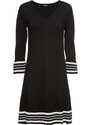 bonprix Pletené šaty s plisovanou sukní Černá