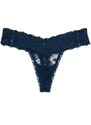 Victoria's Secret luxusní Noir Navy celokrajková tanga Posey Side Lace-Up Thong Panty