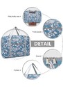 KONO Cestovní taška se vzorem, skladatelná, odolná vůči vodě, květinová-modrá