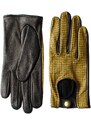 BOHEMIA GLOVES Luxusní dámské žluto-černé rukavice s kohoutí stopou a zlatým drukem