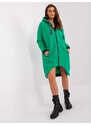 Fashionhunters Zelená dlouhá mikina s kapucí