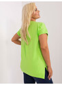 Fashionhunters Světle zelená dámská halenka plus size s aplikací