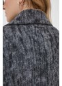 Kabát s příměsí vlny Calvin Klein šedá barva, přechodný, bez zapínání