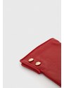 Kožené rukavice Lauren Ralph Lauren dámské, červená barva
