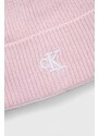 Čepice z vlněné směsi Calvin Klein Jeans růžová barva